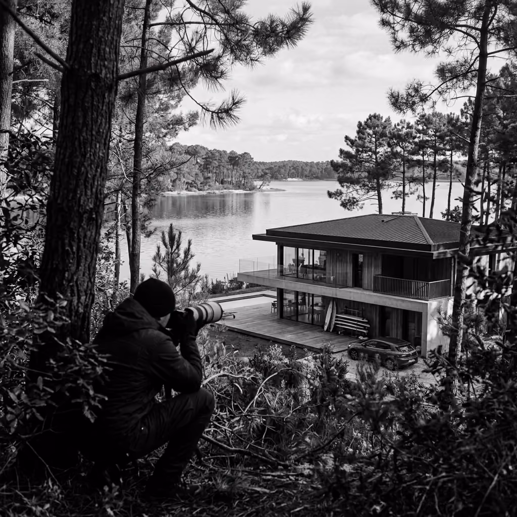 Julien Hoang, détective privé agréé CNAPS pour l'agence IKERKETA, préparant une stratégie d'investigations et de surveillance à Soorts-Hossegor.